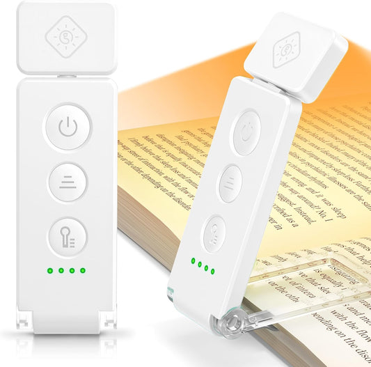 12 LED Rechargeable Book Light, Reading Light with 5 Colors & 5 Brightness Levels, up to 100Hrs Runtime, Eye-Caring Reading Lights for Books in Bed, Perfect for Book Lovers, Kids